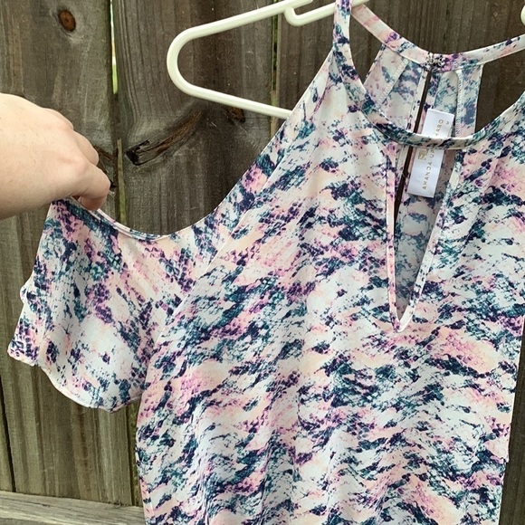 Amanda Uprichard Ora Cold Shoulder Romper Reptile Print Pink Blue M - Picture 6 of 7